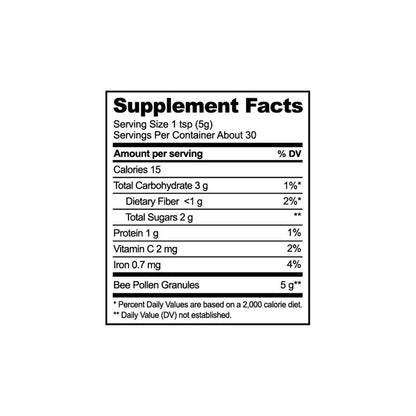 Raw Bee Pollen Granules For Energy & Wellness - 150 Grams