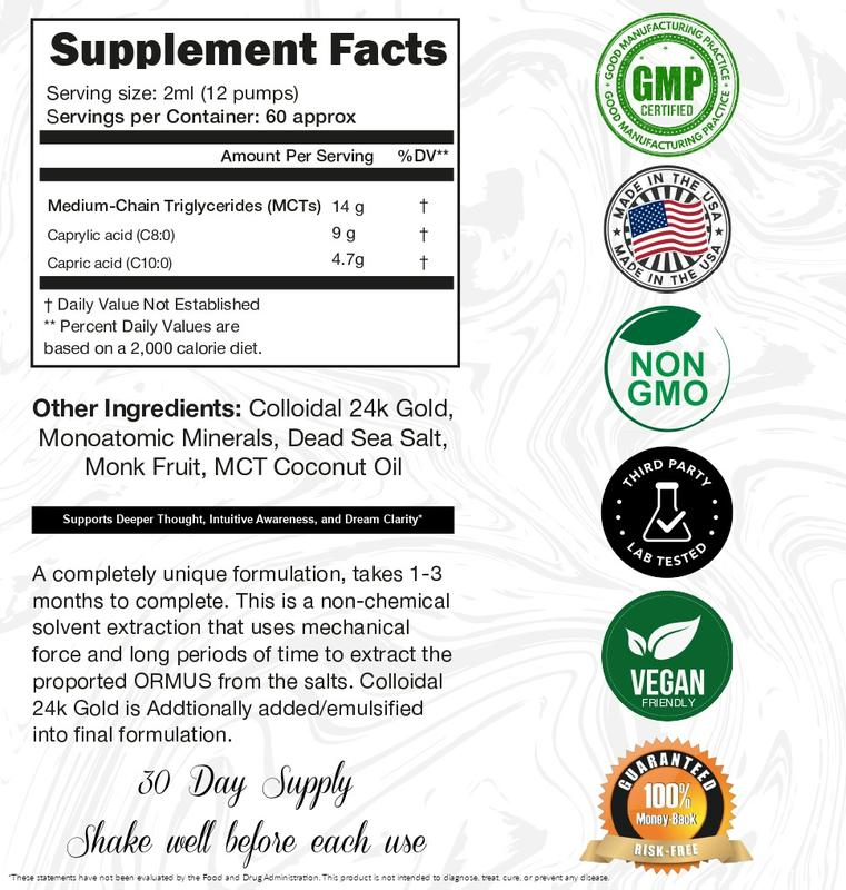 Ormus Gold Oil Monoatomic Mineral Formula - 120 mL